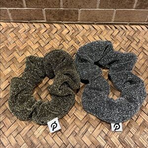 Peloton Black and Gold Glitter Scrunchies